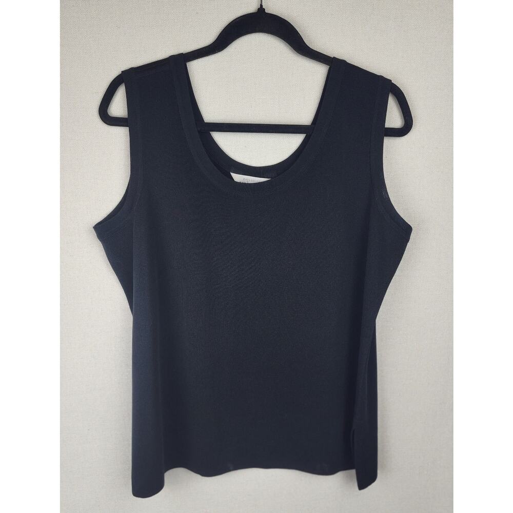 Misook Women's L black knit sleeveless tank top, classic, staple piece, mature